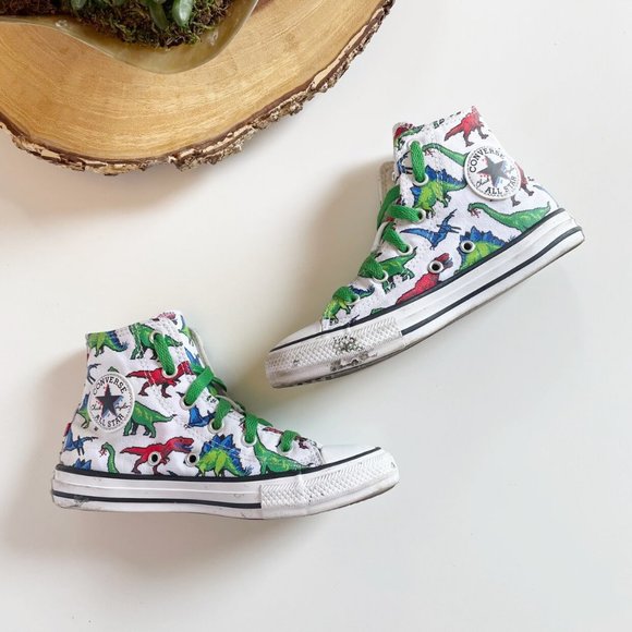 Converse High Top All Star Dinosaur Sneakers | Kids Size 1 - Picture 2 of 11